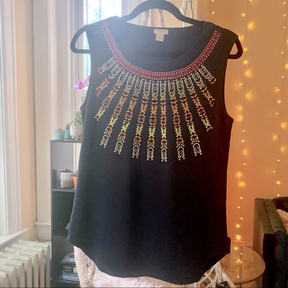 Embroidered Multicolor Sunburst Sleeveless Blouse
